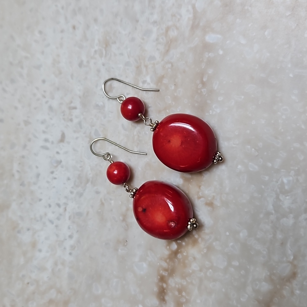 😍Red Coral Earrings😍NWOT